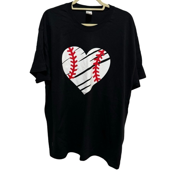 Gildan Tops - Gildan - Baseball Heart - Black - Size XL